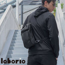 laborioショルダーバッグ ボディバッグ ショルダーバッグ 肩掛け 斜めがけ 大容量 収納力 ブラック 黒 無地 多機能 サブストラップ ポケット 男前 メンズ レディース シンプル Laborio